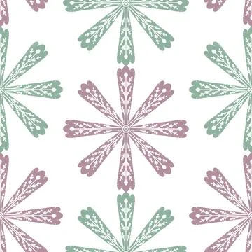 Seamless ornamental pattern in hand drawn textured style. Symmetrical decorat Stockillustratie