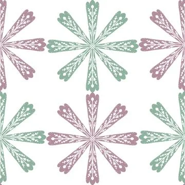 Seamless ornamental pattern in hand drawn textured style. Symmetrical decorat Stock Illustration