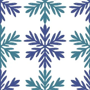 Seamless ornamental pattern in hand drawn textured style. Symmetrical decorat Stock Illustration