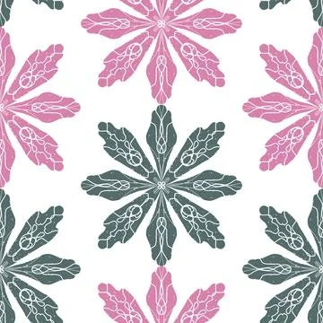 Seamless ornamental pattern in hand drawn textured style. Symmetrical decorat Stock Illustration