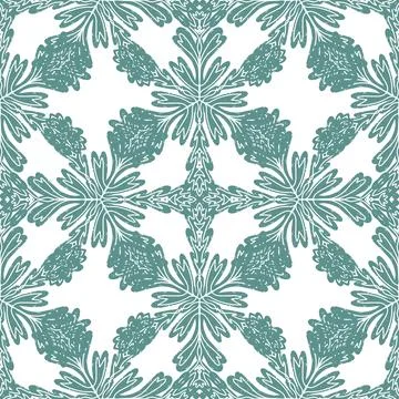 Seamless ornamental pattern in hand drawn textured style. Symmetrical decorat Stock Illustration