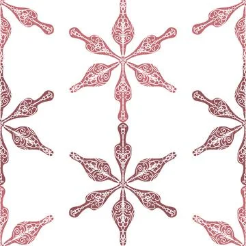 Seamless ornamental pattern in hand drawn textured style. Symmetrical decorat Illustration