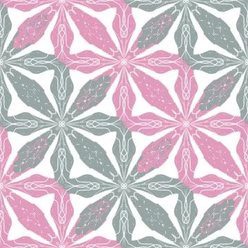 Seamless ornamental pattern in hand drawn textured style. Symmetrical decorat Stock Illustration