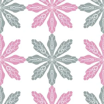 Seamless ornamental pattern in hand drawn textured style. Symmetrical decorat Stock Illustration