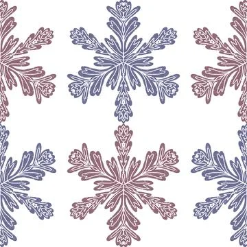 Seamless ornamental pattern in hand drawn textured style. Symmetrical decorat Stock Illustration