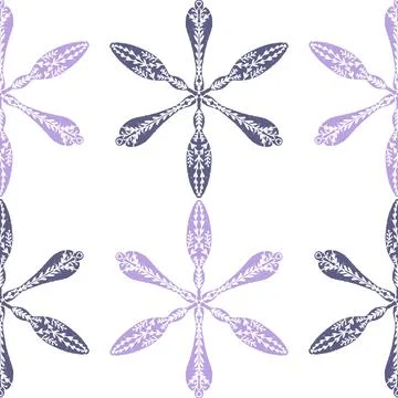 Seamless ornamental pattern in hand drawn textured style. Symmetrical decorat Stock Illustration