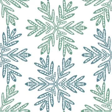 Seamless ornamental pattern in hand drawn textured style. Symmetrical decorat Stock Illustration