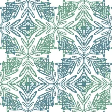 Seamless ornamental pattern in hand drawn textured style. Symmetrical decorat Stock Illustration