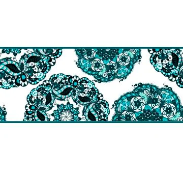 Seamless ornamental pattern horizontal line with blue circle pattern elements 스톡 일러스트