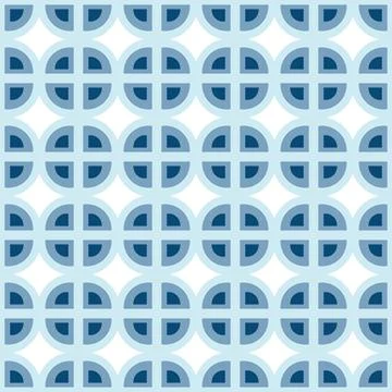 Seamless Ornamental pattern of simple geometric shapes in trendy wintery blue Stock Illustration