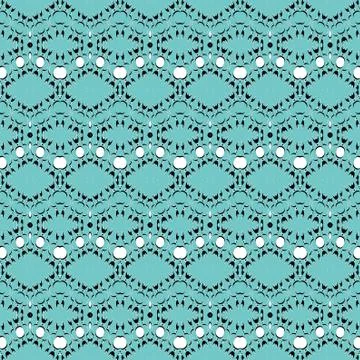 Seamless ornamental pattern turquoise white and black Stock Illustration