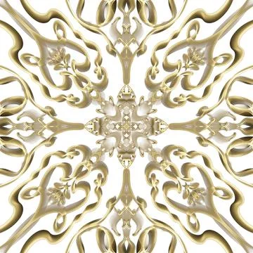 Seamless ornamental surface pattern in golden colour イラスト素材