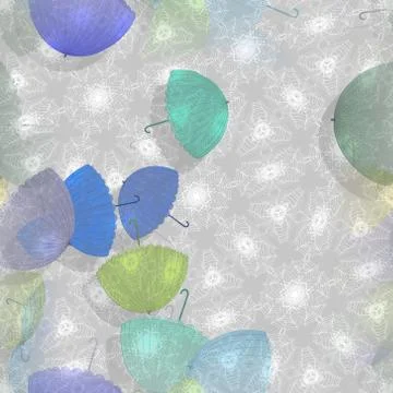 Seamless ornate background or pattern with umbrellas Stock Illustration