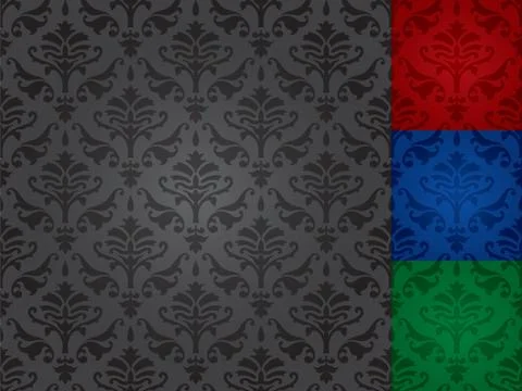 Seamless ornate damask pattern in 4 color variations, vector illustration Illustrazione stock