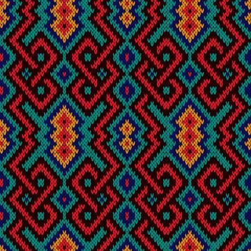 Seamless ornate knitted pattern Stock Illustration