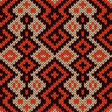 Seamless ornate knitted pattern Illustrazione stock