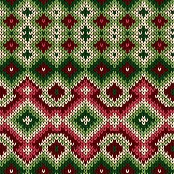 Seamless ornate knitted pattern Stockillustratie