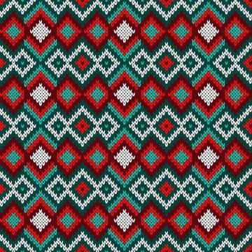 Seamless ornate knitted pattern Stock Illustration