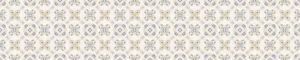 Seamless ornate medallion border pattern in french cream linen shabby chic style 스톡 일러스트