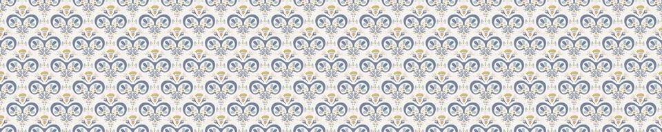 Seamless ornate medallion border pattern in french cream linen shabby chic style Stock Illustration