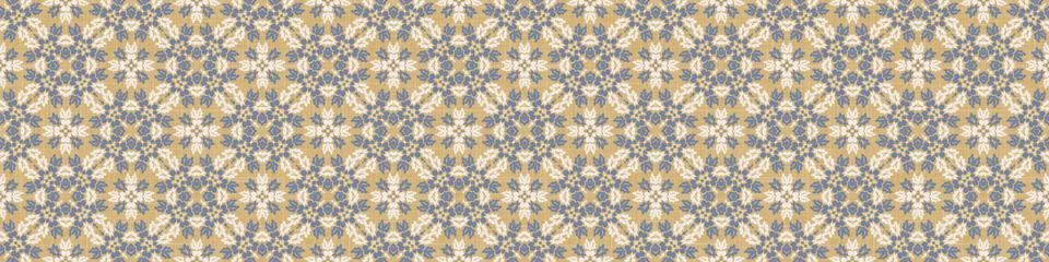 Seamless ornate medallion border pattern in french cream linen shabby chic style Illustrazione stock