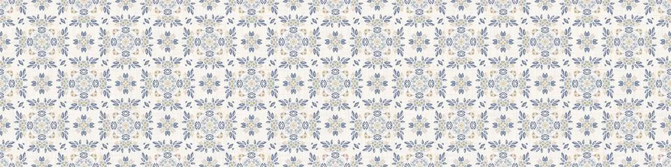 Seamless ornate medallion border pattern in french cream linen shabby chic style Stockillustratie