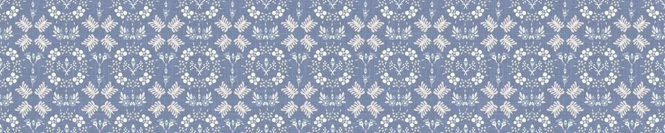 Seamless ornate medallion border pattern in french cream linen shabby chic style Stock Illustration