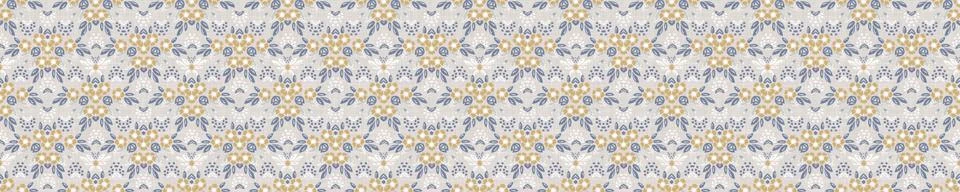 Seamless ornate medallion border pattern in french cream linen shabby chic style 스톡 일러스트