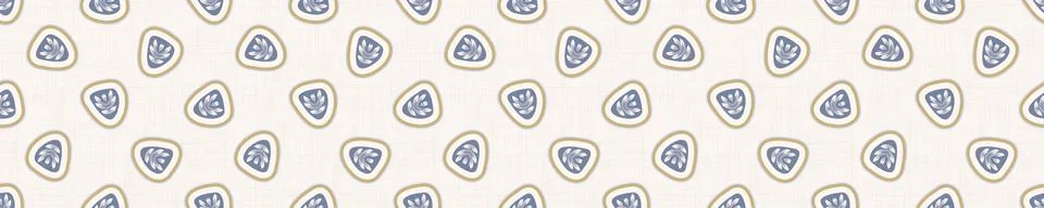Seamless ornate medallion border pattern in french cream linen shabby chic style Stock Illustration