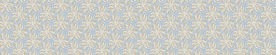 Seamless ornate medallion border pattern in french cream linen shabby chic style Illustrazione stock