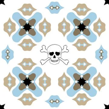 Seamless ornate pattern with skull design Illustrazione stock