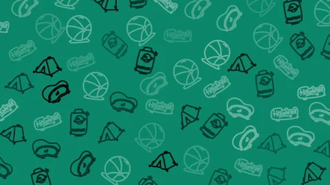 Seamless outdoor recreation pattern with camping hiking and sports icons Stock Footage 328175652