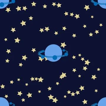 Seamless outer space ufo rocket science kids background pattern Stock Illustration