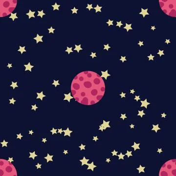 Seamless outer space ufo rocket science kids background pattern Illustrazione stock