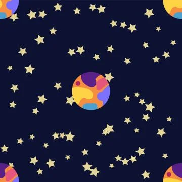 Seamless outer space ufo rocket science kids background pattern Illustrazione stock
