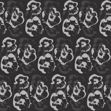 Seamless outline dark floral pattern Illustrazione stock