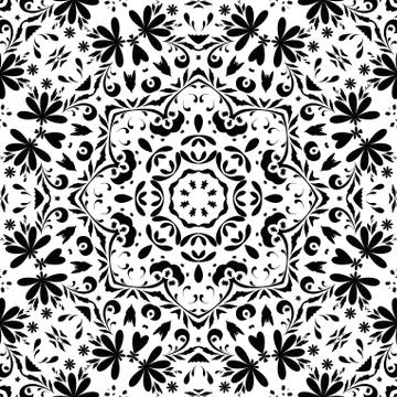 Seamless outline floral pattern Stock Illustration