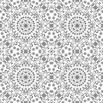 Seamless outline floral pattern Stock Illustration