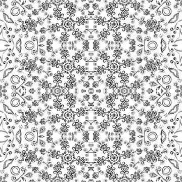 Seamless outline floral pattern Stock Illustration