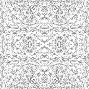 Seamless outline floral pattern Stock Illustration