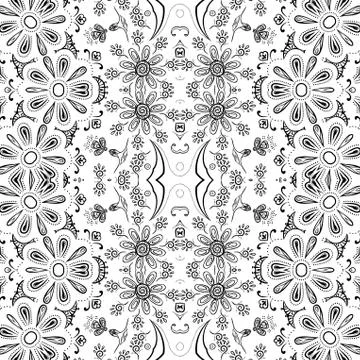 Seamless outline floral pattern Stock Illustration