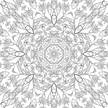 Seamless outline floral pattern Stock Illustration