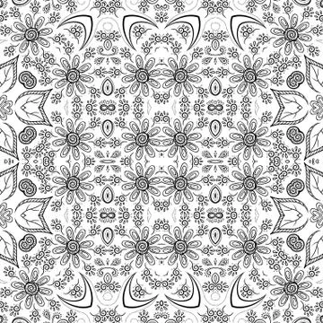Seamless outline floral pattern Stock Illustration