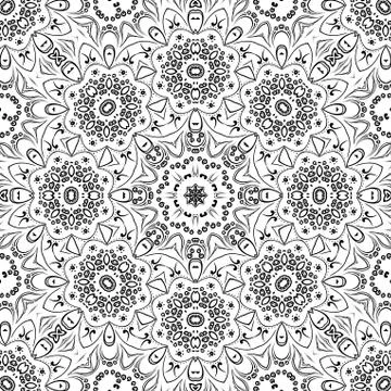 Seamless outline floral pattern Stock Illustration