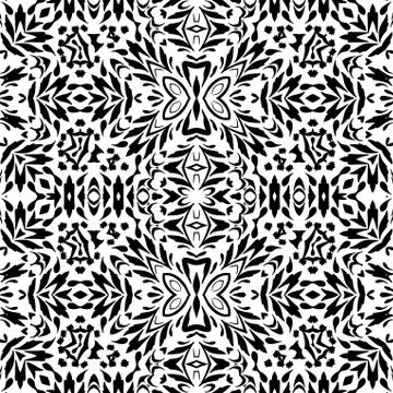 Seamless Outline Floral Pattern Stock Illustration