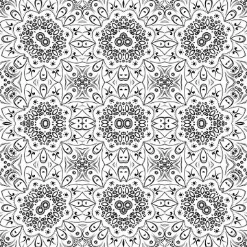 Seamless outline floral pattern Stock Illustration