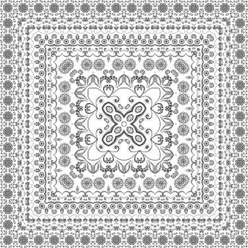 Seamless Outline Floral Pattern Stock Illustration