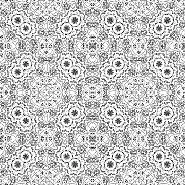 Seamless outline floral pattern Stock Illustration