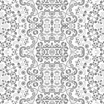 Seamless outline floral pattern Stock Illustration