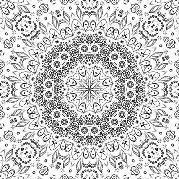 Seamless outline floral pattern Stock Illustration